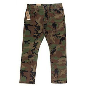 Polo Ralph Lauren Varick Slim Straight Jeans Green Camo Mens 34x32